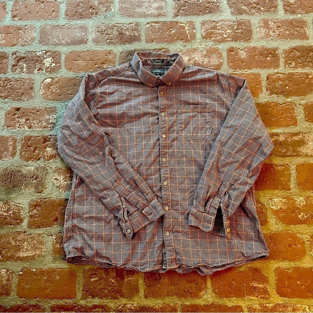 Eddie Bauer Men's Tall 3XL Flannel Multicolor Houndstooth Checked Long Sleeve